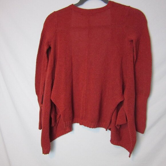 Peruvian Connection Sweater Knit Cardigan Pima Cotton Red Flowy Oversize XS - Picture 6 of 8